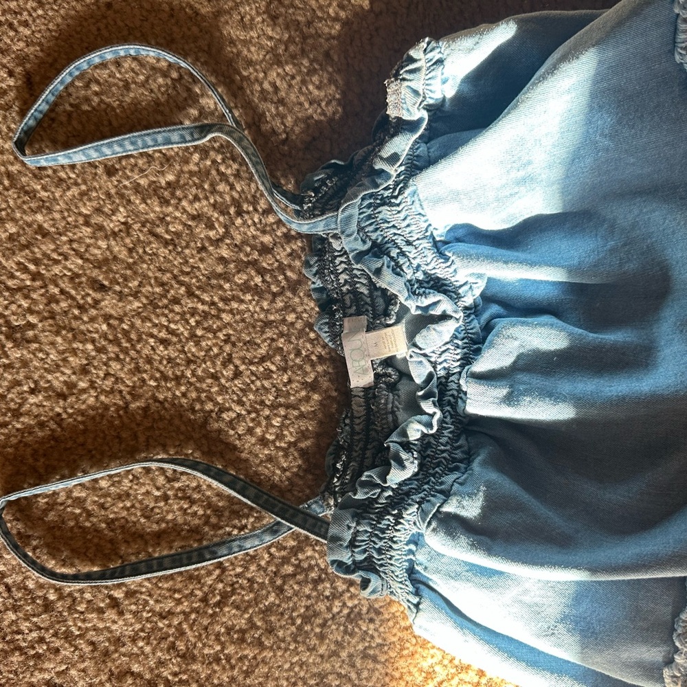 Denim Blue Ruffle Top - Picture 3 of 4